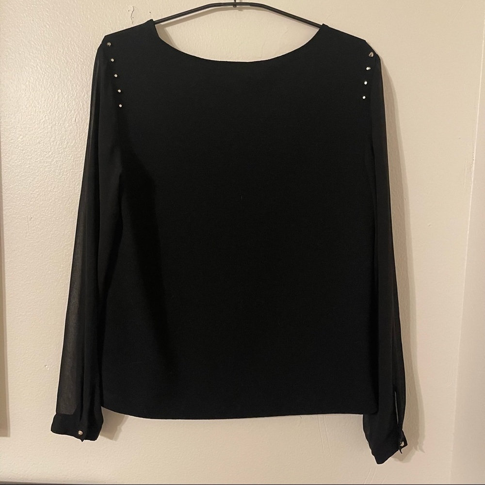 Forever 21 long sleeve black studded blouse
